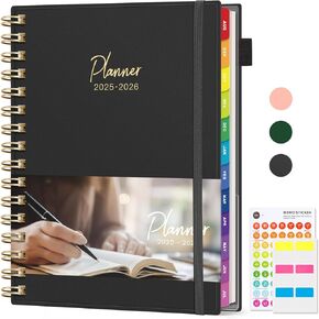 EMSHOI 2025-2026 Appointment Book 8.5 x 11, 15-Minute, A4 Hourly Daily Weekly and Monthly Academic Planner, July 2025 - June 2026, PVC Cover, Note Pages, Monthly Tabs, Boost Productivity, LightGreen