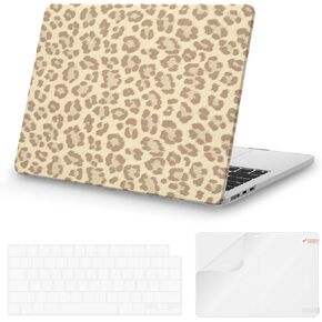 iCasso Compatible with MacBook Air 13 inch Case 2025 2024-2022 M4 A3240 M3 A3113 M2 A2681, Texture Leopard Leather Hard Shell Protective Case+Keyboard Cover for MacBook Air 13.6 inch,Black