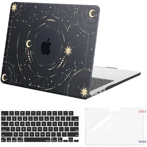 MOSISO Compatible with MacBook Air 13 inch Case 2025 2024 2023 2022 M4 A3240 M3 A3113 M2 A2681, Protective Plastic Hard Shell&Keyboard Cover&Screen Protector for MacBook Air 13.6 inch Case, Sun & Moon