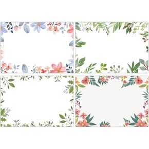 100 Pcs Floral and Leaves Name Tags Sticker 2.3×3.3 inch Self Adhesive Name Tags Sticker for Children,Students,Teachers,Classroom,School