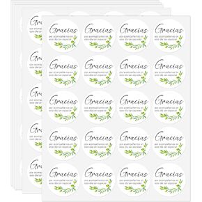 100 Pack Spanish Gracias Thank You Sticker,2 Inch Gracias Por Acompañarnos Favor Stickers for Wedding,Nature-Inspired Mi Boda Stickers for Party Favor,Gift Bag,Bride Shower