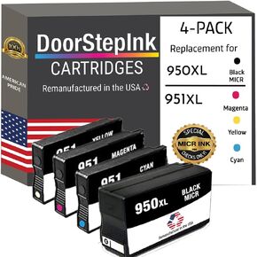 DoorStepInk Remanufactured Ink Cartridge Replacements for HP 950XL Black MICR, 951XL High Yield (Cyan Magenta Yellow) 4-Pack for HPOfficejet Pro 8610 276DW 8620 8600 8600 8600 8630 8625 Printers