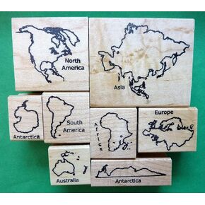 Deluxe Continents Rubber Stamp Set with Names