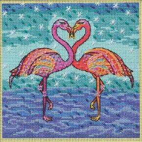 Mill Hill Flowering Flamingos Beaded Counted Cross Stitch Kit Laurel Burch 2025, LB142514, 5 inches x 5 inches, Multi
