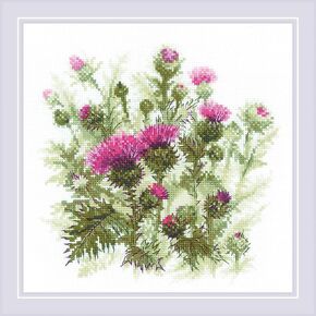 RIOLIS - Thistle 1852, Floral Cross Stitch Kits 11,81" x11,81, Cross Stitch Kits for Beginners & Advanced, Crossstitching Kits Adult, Counted Stitching Kits, Flowers Embroidery Kit