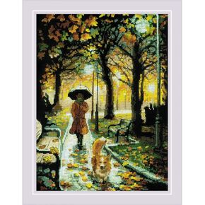 RIOLIS - Night Park 2064, Cross Stitch Kits 11¾" x 15¾", Cross Stitch Kits for Beginners & Advanced, Crossstitching Kit Adult, Embroidery Counted Stitching Kit