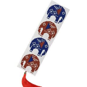 Elephant Patterns Counted Cross Stitch Bookmarks Kits Two Side Bookmarks Cross Stitch kit Counted 18ct Plastic Fabric Needlework Embroidery Craft kit Blank Plastic Canvas Embroidery Canvas Kit 18x6cm