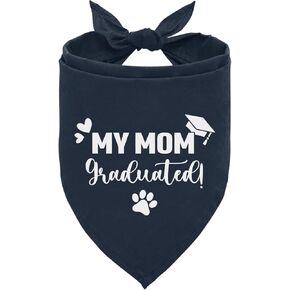 My Mom Graduated Dog Bandana, Puppy Scarf for Graduation Announcement, Graduation Gift for Small Medium Large Dogs, Gift for Dogs Cat Lovers, Dark Blue Pet Dog Bandana
