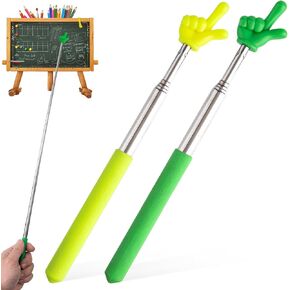 2pcs Retractable Pointer Sticks, Extendable Reading Aids, Hand Pointer Stick Classroom Tools for Teacher & Student- Dark Yellow & Dark Green