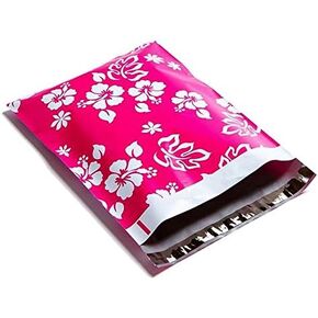 10x13 - Pink Hawaiian Aloha Designer Printed Poly Mailers Shipping Envelopes Self Sealing Boutique Custom Bags (30 Pcs)