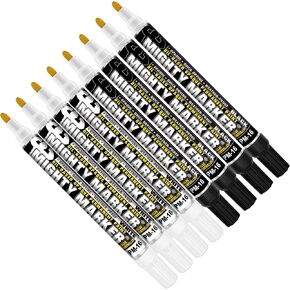 PM-16 Paint Markers, Quick-Drying Paint Pens for Metal, Industrial Use, Permanent Marks, High-Opacity, Weather-Resistant, 2.3mm Bullet Tip, 8 Bonus Tips, Made in USA - Assorted 8 Pack