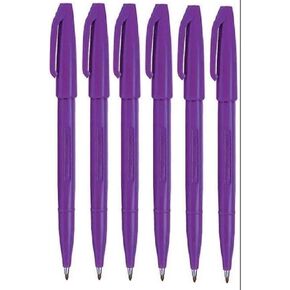 Pentel Violet Original Sign Pen S520 Fibre Tip Marker Pens Colour Fineliner 2mm Nib 1mm Line Width (Pack of 6)