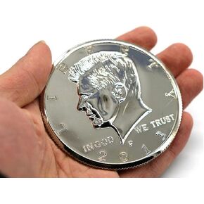 Magic Metal Jumbo Coin Magic Trick,Replica Half Dollar Coin Trick,Professional Magician Gimmick Trick,Stage Magic Accessory 2.87 inch(Silver)