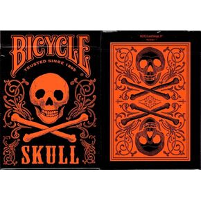 MMS Bicycle Skull Metallic (Orange) USPCC by Gambler's Warehouse - Trick