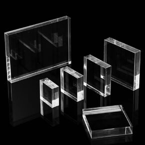 Acrylic Blocks, 6 Pcs Clear Flat Lay Props Wedding with 6 Different Size Acrylic Blocks for Display Risers for Scrapbooking Crafts Photo Props Jewelry Perfume Collection (Square)