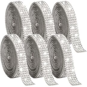 Gartful 6 Rolls Bedazzling Strips, Self-Adhesive Bling Diamond Rhinestones Ribbon Tape, Arts Crafts Sticker Tape for DIY Crafts, Phone, Car, Clothes, Wedding Decor, Pink