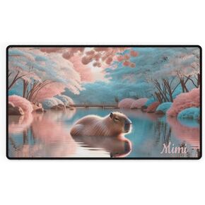 Capybara Mouse Pad Gaming-Custom Desk Mat for Keyboard and Mouse-Smooth Surface Anti-Slip Waterproof Rubber Base Extended Mouse Pads for Desk - Anti-Fray Edges Aesthetic Mousepad Japanese Garden Vibes