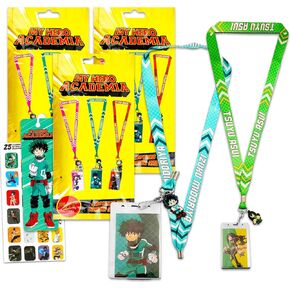 My Hero Academia Lanyard Blind Bag 3 Pack – Comic Con Gift Bundle Including 3 My Hero Academia Lanyards with Charms, Stickers and More | My Hero Academia ID Holder Set