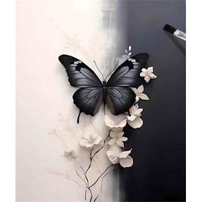 Hestarcul Butterfly Paint by Numbers Kits for Adults,Flowers Paint by Numbers Kits on Canvas,Color by Number Easy DIY Acrylic Painting for Beginner，Home Wall Decoration and Gifts