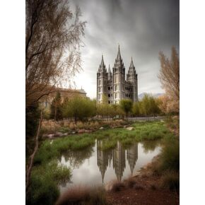 Generic Diamond Art Painting Salt Lake Temple Scenery (1) Kit for Adults Diamond Art Painting by Number Kits Gem Art Wall Home Decor(Canvas 11.8 x15.8inch)