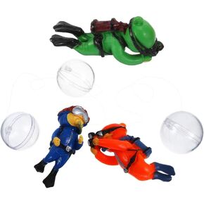 3Pcs Floating Diver Figurines for Fish Tank - Unique Aquarium Decor with Adjustable Joints and Stable Buoyancy - Colorful Mini Scuba Diver Ornaments