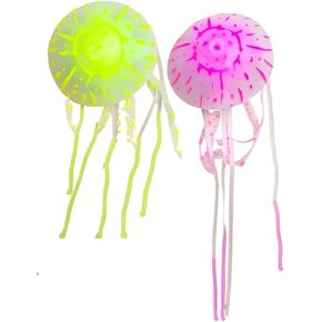 COLORLIFE Jellyfish Decorations, 2-Pack, Realistic Aquarium Jellyfish Lamp Accessories, Non-Toxic Silicone Ornaments