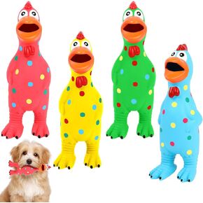 4 Pcs Rubber Squeaky Chicken Dog Toys Latex Screaming Chicken Dog Toy Bulk for Aggressive Chewers Charming Durable Chicken Dog Toy Molar Dog Toys for Small Medium Large Dogs