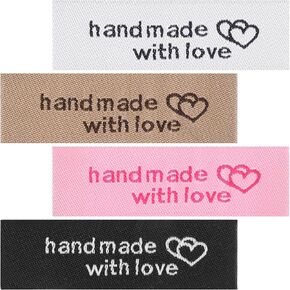 160Pcs Made with Love Tags for Crochet, Sewing Labels for Handmade Items, Quilt Labels Tags for Clothes, Personalized Labels for Clothes (White, Black, Brown, Pink)