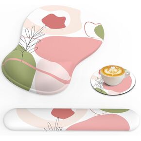 Mouse Pad with Wrist Rest, 3-in-1 Premium Lycra Fabric Memory Foam Ergonomic Wrist Support for Keyboard, Laptop & Desktop, Pain Relief Mousepad with Non-Slip PU Base for Office & Home (Floral)