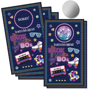 50 Psc Back to 80s Theme Scratch off Game Cards, Funny Retro Disco Light Ball Scratch Cards for Birthday Hip Hop Themed Party, Retro Disco Party Supplies, Lottery Group Games Activity
