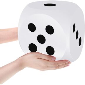 Shappy 7.9 Inches Foam Dice Fun Filled Large Educational Toy Kawaii Giant Dice Decorative EVA Foam Jumbo Big Square Building Blocks for Board Game Nights Learning Sessions(White)