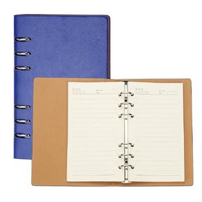 PATIKIL A6 Refillable Leather Notebook, 6 Ring Hardcover Binder Notebook 96 Sheets for Business Office Study Writing Journal Personal Planner, Blue