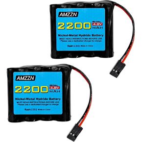 2PCS 4.8V 2200mah AA NiMH Battery with Hitec Connector for RC Car, Remote Control Receiver, Remote Control Aircraft, Remote Control high Capacity Rechargeable Battery Pack