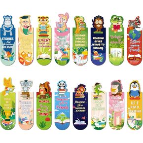 32 Pcs Magnetic Bookmarks, 16 Styles Cute Animal Magnet Book Markers Magnetic Page Clip, Funny Magnet Page Markers for Kids Students Teacher Reading