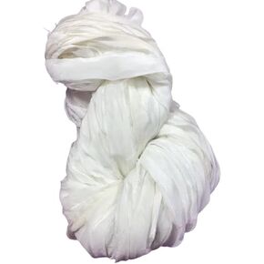 Chiffon Sari Silk Ribbon in Dyeable Ivory Skeins - Dyeable Yarn - 30 Yards - White undyed (Pack of 1)