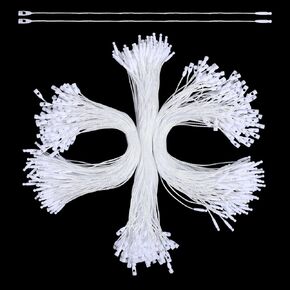 300 PCS Hang Tag String, 7.9" Nylon String for Tags, Cotton Gift Clothing Price Tag String, Easy and Fast to Attach, Nylon Snap Lock Pin Loop Fastener Hook Ties for Clothes Tags, Luggage Label, White