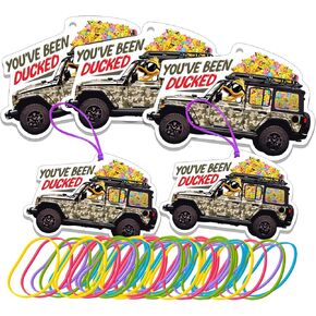 You've Been Ducked 50 Set Ducking Game, SUV Car Duck Tags, White Duck Rubber Bands