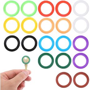 20 Pcs Silicone Key Cap Tags Key Identifier Rings Silicone Key Caps Covers for Key Protection and Key Identification (10 Colors)