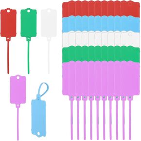 50 PCS Plastic Tags for Labeling, Labels Writable Hanging with Sealing Strap, Shipping Cable Tie Plastic Tags Label for Keys Luggage Logistic Retail Inventory