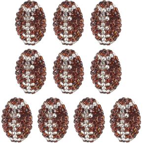 PH PandaHall About 10 Pcs 15x10mm Oval Rhinestone Clay Beads Rugby Rhinestone Beads Brown Clay Pave Disco Ball Diamond Clays Bead for Necklace Bracelet Jewelry Making