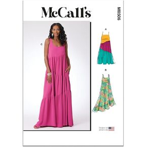 McCall's M8506Y5 Easy-to-Make Misses' Asymmetric Tiered Sundresses Sewing Pattern Packet, Design Code M8506, Sizes 18-20-22-24-26