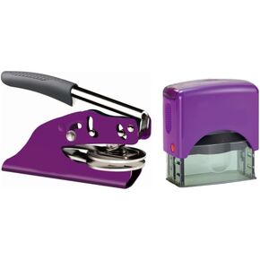 Hubco Premium Purple Notary Seal Embosser and Hubco Purple S-844 Self Inking Notary Stamp - North Carolina