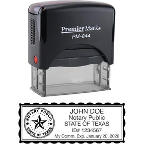 Texas Notary Self-Inking Rubber Stamp - Meets State Specifications Black