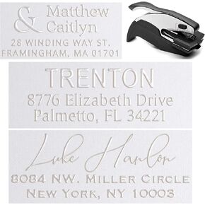 5+ Address Embosser Designs Personalized Custom Address Embosser Seal Desk Handheld Wedding Invitation Seal Embosser Personalized Customized 2" x 1" (Rectangle Embosser5)