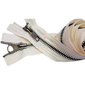 #5 Antique Brass Off-White Medium Weight 2-Way YKK Jacket Separating Zipper - Choose Your Length - Color Off-White 801 - Made in The United States (1 Zipper Per Pack) (20" Inches)