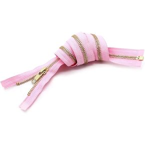 #5 Brass Medium Weight Pink Metal Separating YKK Jacket Zipper - Choose Length - Pink 513-1 Zipper Per Pack - Made in The United States (36" Inches)