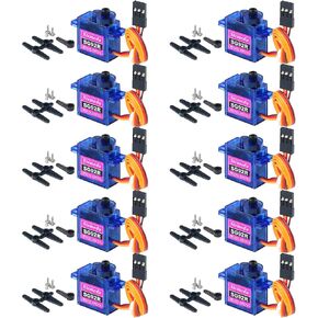 10PCS SG92R 9g Micro Servo Motor Mini Small Analog Servos Motor Metal Gear for Arduino RC Model Car Airplane Robot (Controlled Angle 180 Degree)