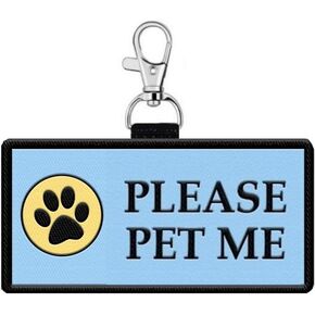 Please Pet Me ID Patch Tag - Clips to Service Dog Vest, Therapy Dog Vest, Harness, Collar, Leash, or Carrier