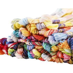 40 Skeins Variegated Mercerized Egyptian Cotton Rainbow Color for Embroidery Floss Cross Stitch Threads Friendship Bracelets Floss Craft Floss (40 Colors Set)