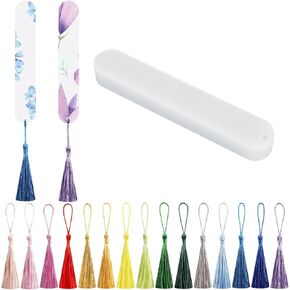30 Pcs Clear Bookmarks Blank Acrylic Book Marks with 30 Pcs Colorful Bookmark Tassels Bulk, DIY Arts Crafts Reading Books Tags (Semicircle)